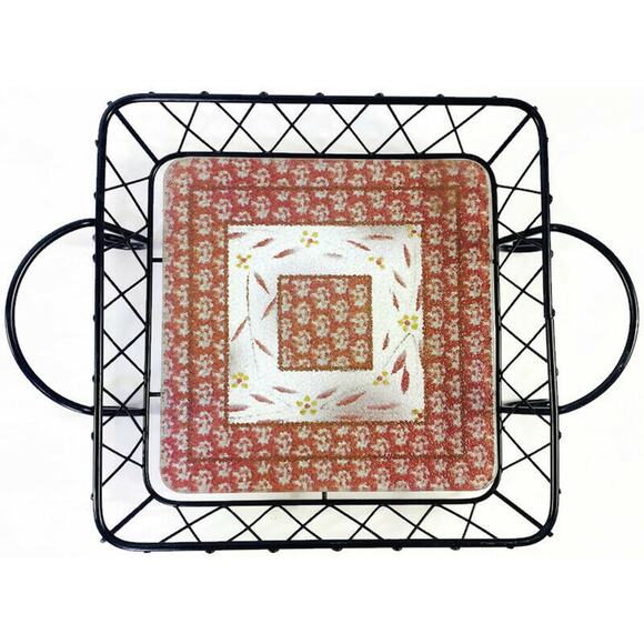 Temptations Old World Cranberry Trivet Basket and Hot Pad 7 3/4" Square - Picture 1 of 5